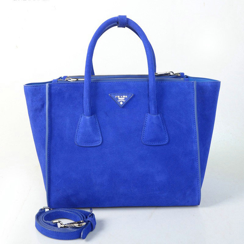 2014 Prada Suede Leather Tote Bag BN2619 blue